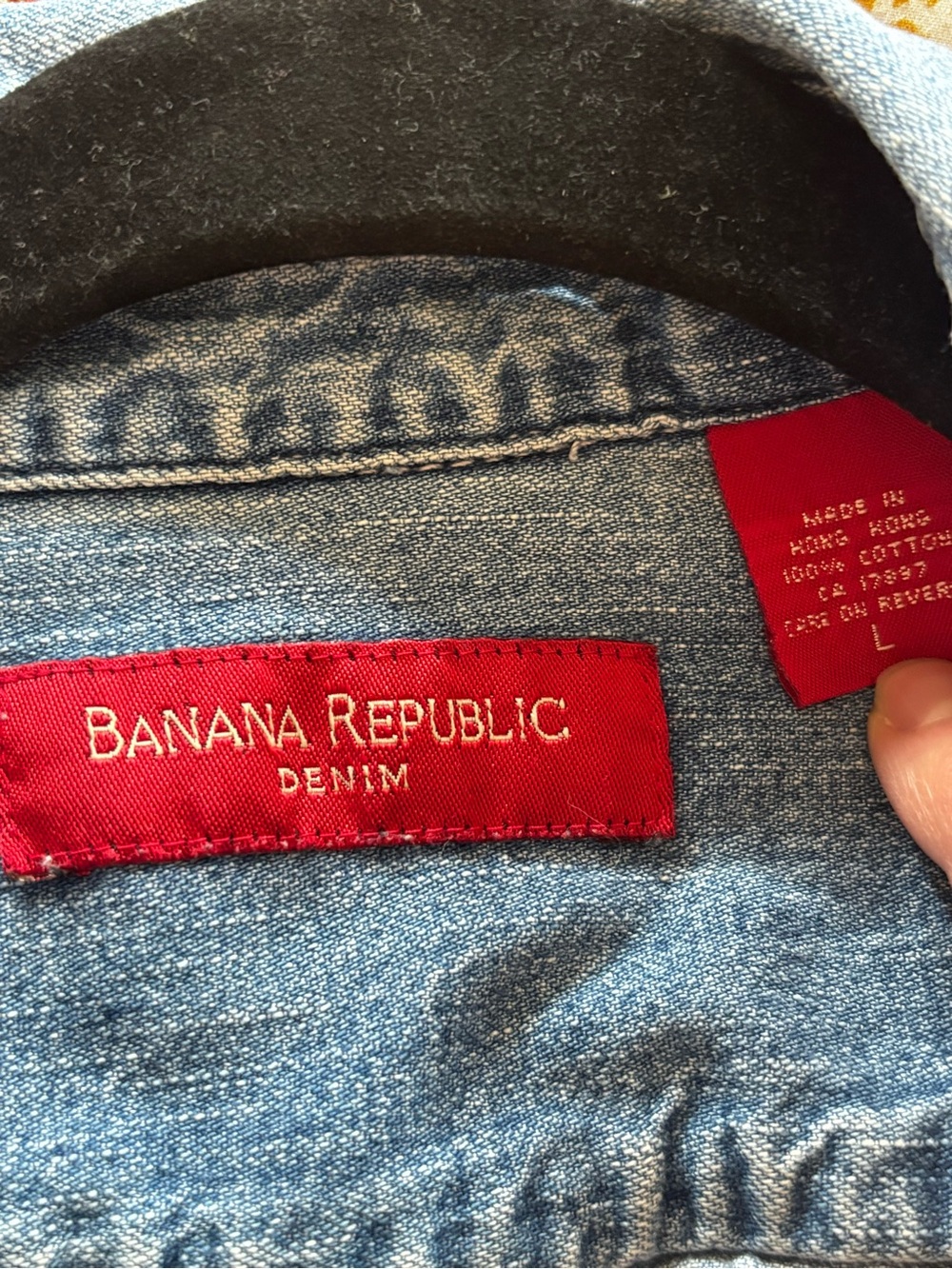 Vintage Banana Republic Denim Button Front Shirt 100%  Light Wash Red Label L - Picture 5 of 5